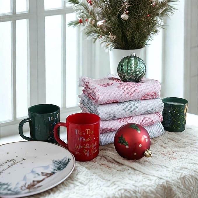 sea me at home Christmas Hand Towels Set of 2, Festive Holiday Bathroom & - Image 3