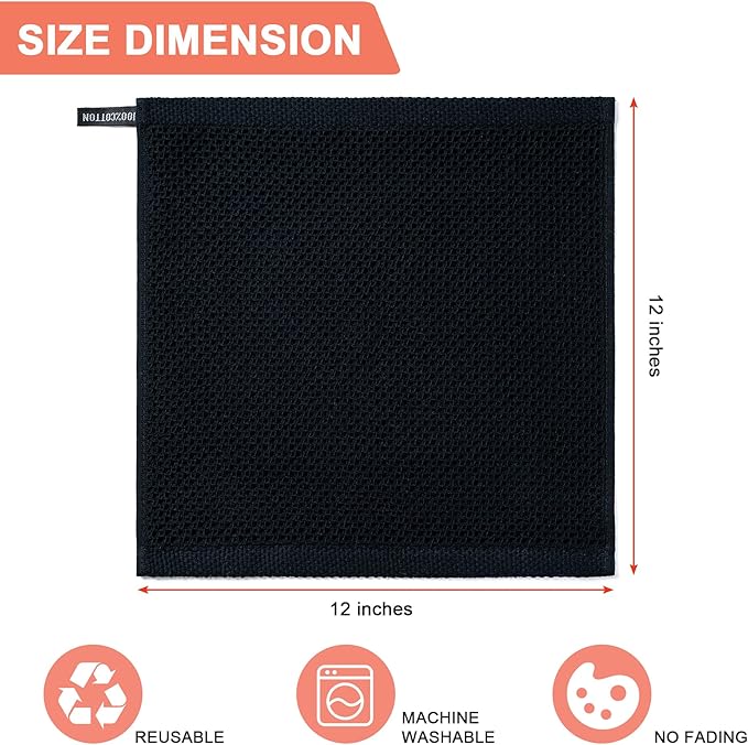 BOOMIBOO 8-Pack Kitchen Dish Cloths, 100% Cotton Waffle Weave, Ultra Soft - Image 2