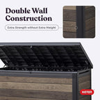 Keter Signature Collection 150 Gallon Resin Deck Box Organization and Storage Box for Patio Outdoor Cushions, Throw Pillows, Garden Tools and Pool Supplies, Walnut - Image 9