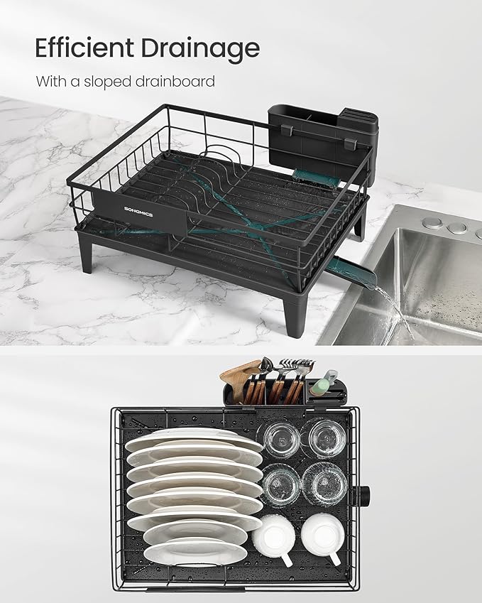 SONGMICS Dish Drying Rack, Kitchen Dish Rack, - Image 4