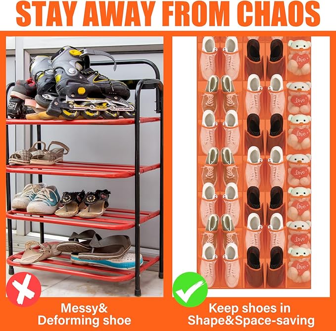 Windyun 40 Over the Door Shoe Organizer Large Mesh Pocket Hanging Shoe Rack - Image 3