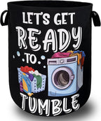 Let's Get Ready to Tumble Laundry Hamper Funny Text Laundry Basket by SELIONLIKN