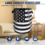 Baseball Textures Laundry Basket Foldable Oxford Cloth American Flag Laundry - Image 3