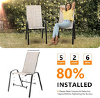 VINGLI Patio Chairs Set of 4 – Stackable Outdoor Dining Chairs with Comfortable Sling High Back Chairs and Armrests for Lawn, Poolside, Courtyard, Balcony, Garden, Yellow - Image 6