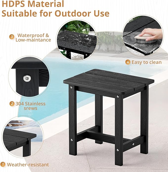 LUE BONA Outdoor Rocking Chairs Set, 3-Piece, HDPS Poly Porch Rockers with Table, Plastic Weather Resistant Rocking Chair Set for Outdoor Indoor, Garden, Backyard, 350lb, Black Chairs+Table - Image 6