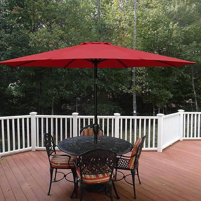 Simple Deluxe 9' Patio Umbrella Outdoor Table Market Yard Umbrella with Push Button Tilt/Crank - Image 6