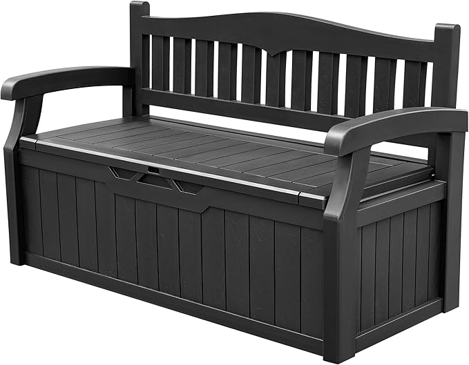 Devoko 80 Gallon Storage Bench Deck Box Lockable for Patio Furniture, Garden Decor and Outdoor Seating for Cushions, Garden Tools and Pool Supplies (Black) by DEVOKO
