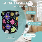 Colorful Hippie Flower Laundry Basket Art Flowers Foldable Funny Laundry Hamper - Image 2