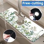 Watercolor Green Branch Leaves Dish Drying Mat - Image 7
