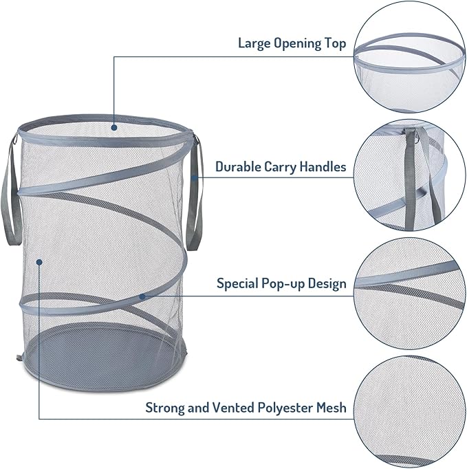 Seiritex Mesh Popup Laundry Hamper 115L Collapsible Laundry Basket Extra Large - Image 4