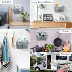 3pcs Middle Wall Hanging Organizer Bag, Linen Fabric Door Hanging Storage Basket - Image 2