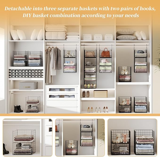 5 Tier Closet Hanging Organizer and Storage Separable Hanging Closet Shelves - Image 6