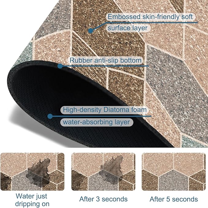 Geometry Blocks Sink Splash Guard Glitter Geometry Faucet Absorbing Mat Fast - Image 3