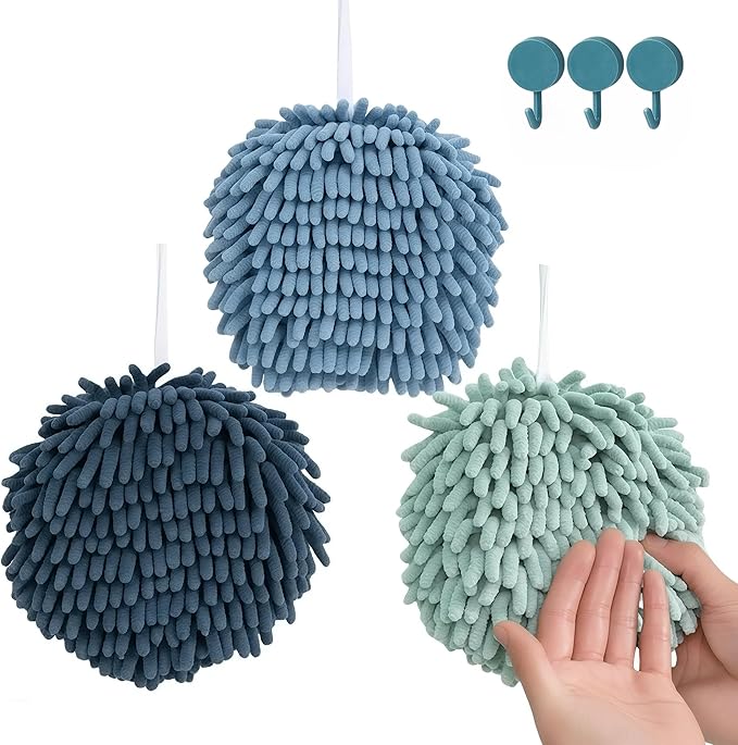 Soft Absorbent Chenille Ball Towel Sets, Quick Dry Hand, Towels by Nulubuu
