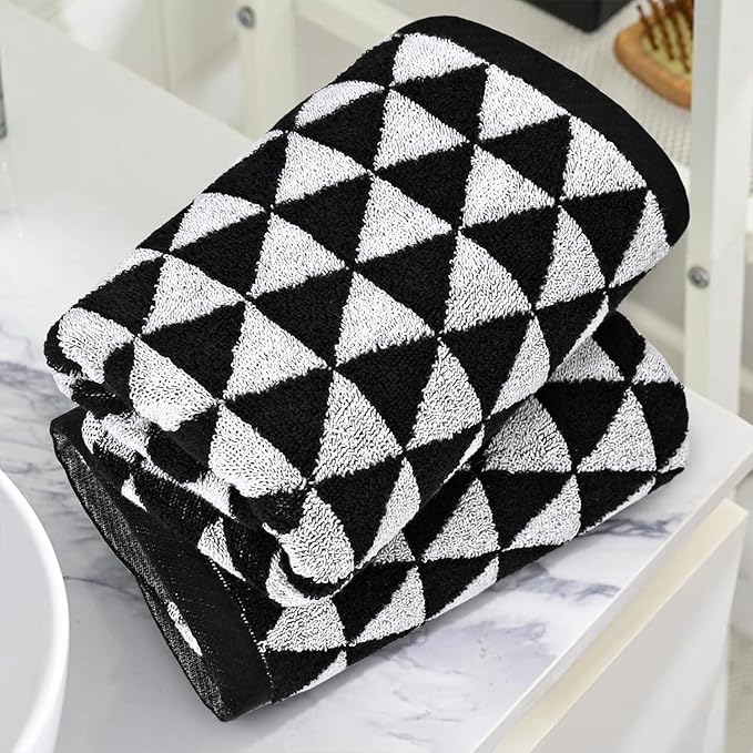 Black Hand Towels for Bathroom & Kitchen, 2 Pack Cotton Quick Dry Towels for - Image 5