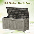 Devoko 125 Gallon Outdoor Storage Box, Waterproof Resin Deck Box for Patio Furniture, Lockable Container for Garden Cushions & Pool Supplies (Light Brown, 125 Gallon) - Image 7
