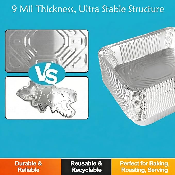 9x13 Thickened Aluminum Foil Pans, Food Prep, Steam Table, and Party Catering. - Image 3