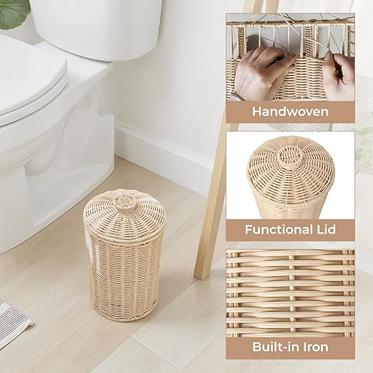 GRANNY SAYS Wicker Small Bathroom Trash Can - Image 4