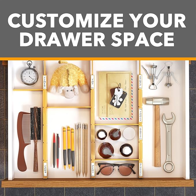 SpaceAid Bamboo Drawer Dividers Inserts, 3 Sizes, 9 Pack - Image 5