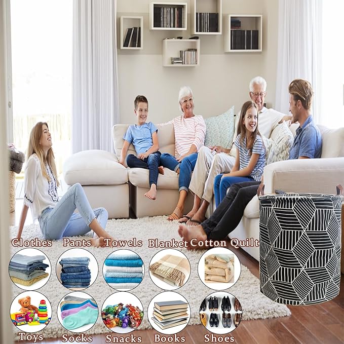 Waterproof Laundry Hamper Collapsible Laundry Basket Leather Handle Laundry Bag - Image 5