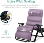 Best Choice Products Oversized Zero Gravity Chair, Folding Outdoor Patio Recliner, XL Anti Gravity Lounger w/Removable Cushion, Cup Holder, Side Tray, 350lb Capacity - Lavender - Image 5