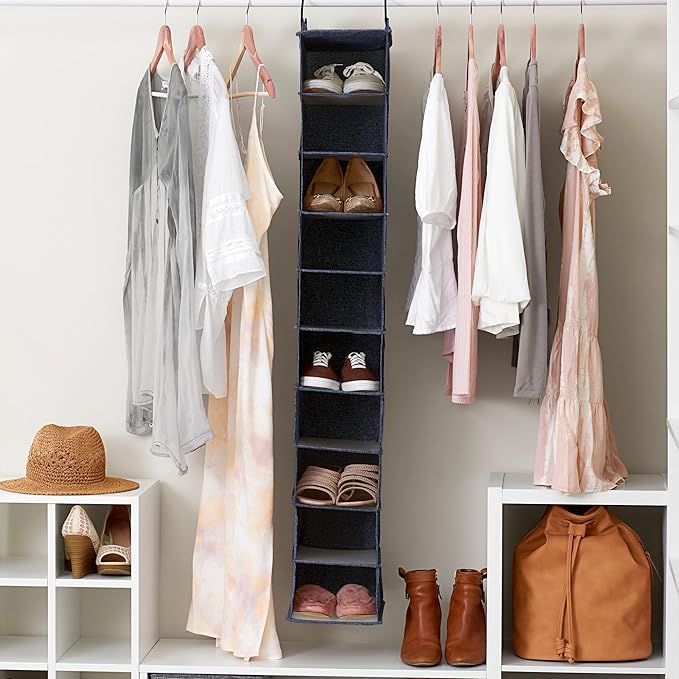 Household Essentials Hanging Narrow Cotton Blend and Plastic Closet Organizer - Image 4
