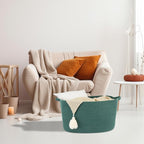 Large Rectangle Blankets Basket Living Room 22"x17"x12" Woven Cotton Rope - Image 5