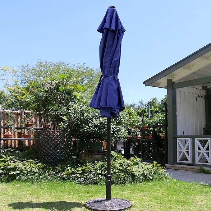 Sunnyglade 9' Patio Umbrella Outdoor Table Umbrella with 8 Sturdy Ribs (Navy Blue) - Image 6
