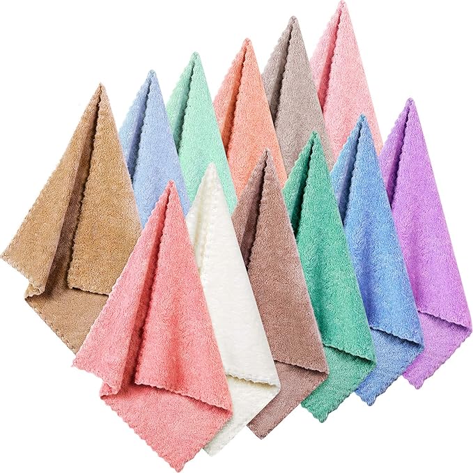 Syhood 12 Pieces Face Wash Cloth 12 x 12 in Makeup Remover Cloths Towel Coral by Syhood