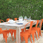 FDW | Set of 4 Metal Dining Chairs | Orange | Stackable Tolix Side Chairs with Backrest | Scratch-Resistant | Non-Slip Feet | Indoor/Outdoor Use | 330 lbs Capacity | Ideal for Kitchen & Restaurant - Image 4