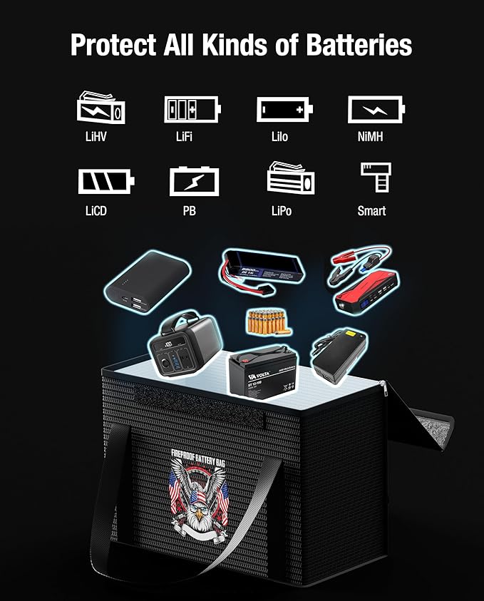 12V 100Ah LiFePO4 Lithium Battery Fireproof Safe Bag, Large Capacity - Image 4