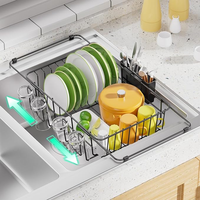 Simple Trending Expandable Dish Drying Rack in Sink, Adjustable Dish Drainers by SimpleTrending