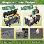 Flamaker Outdoor Storage Box 100 Gallon Waterproof Resin Deck Box Delivery Box with Air Rod Indoor Outdoor Lockable Storage Bench for Patio Cushions, Tools, Pool Accessories (Gray) - Image 4