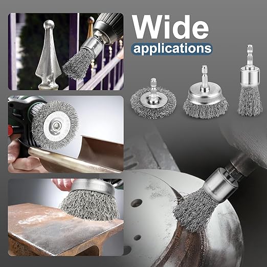 10Pcs Professional Wire Brush for Drill, Carbon Steel Wire Cup Brush for Drill - Image 6