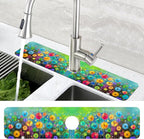 Abstract Blue and Red Flowers Dish Drying Mat - Image 4