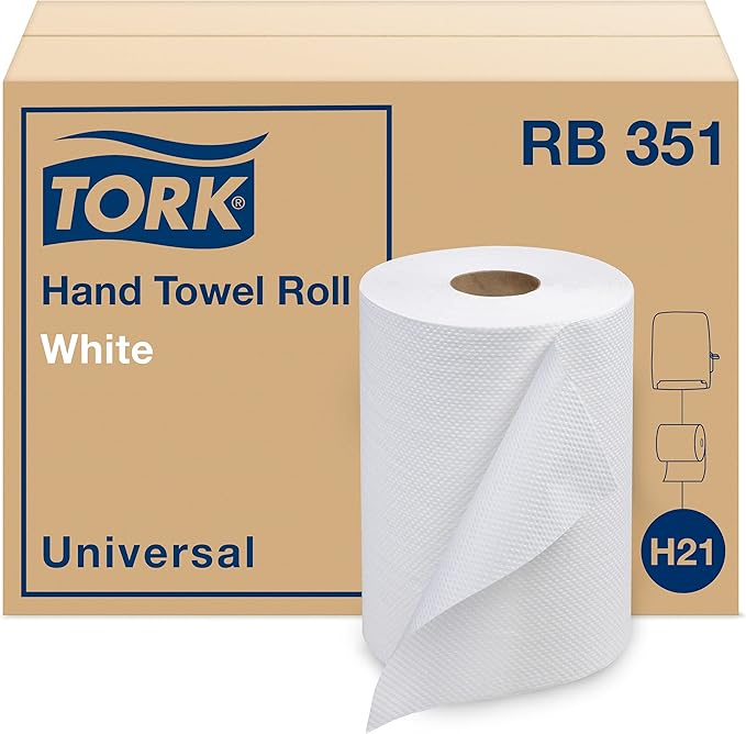 Tork Paper Hand Towel Roll White H21, 100% Recycled Fiber, 12 Rolls x 350 ft by Tork