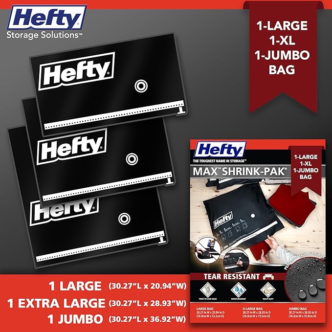 Hefty MAX Shrink-Pak Vacuum Storage Bags Combo Pack – Max Strength Tear-Proof - Image 4