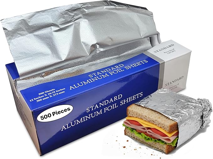 Pre-Cut Aluminum Foil Sheets, Foil Pop Up Sheets Aluminum Foil 12" x 10.75" by DHGPROFESSIONAL