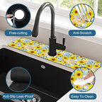 Watercolor Sunflowers Sink Splash Guard Faucet Mat Sunflowers Polka Dots Super - Image 4