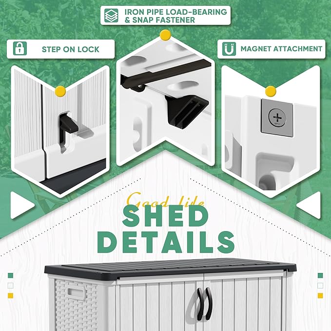 Devoko Outdoor Storage Cabinet 26 Cu Ft with Lockable Doors, Horizontal Storage Shed Waterproof Patio Tools Storage Box for Sofa Cushions, Gardening Tools and Accessories (White) - Image 4