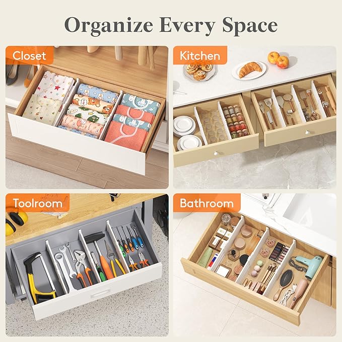 Lifewit 5" Tall 12 Pack Drawer Dividers, 30-47cm/11.5-18.5" Expandable Drawer - Image 8