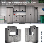 Suncast Tall Storage Cabinet, Platinum Resin Garage Storage Cabinet with Doors & Shelves, Plastic, Lockable, Freestanding Utility Closet for Tools & Supplies, Made in USA - Image 7