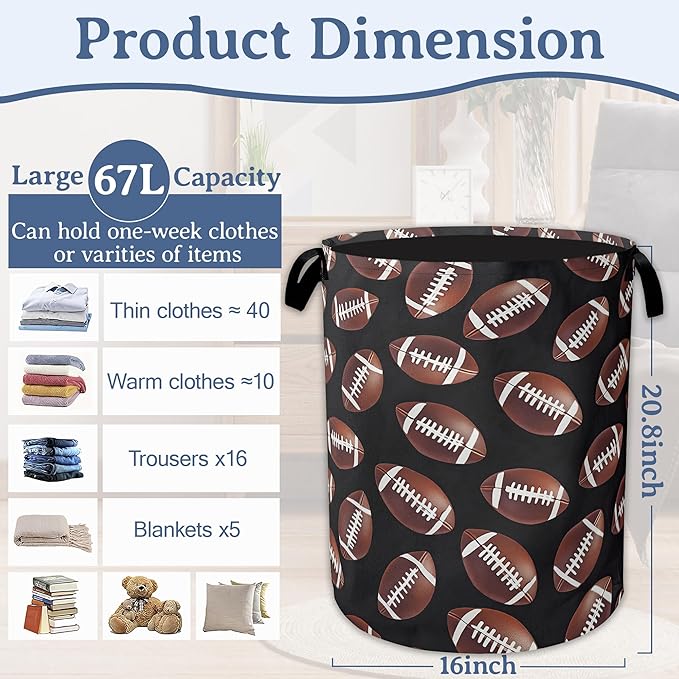 American Football Laundry Basket, Oxford Cloth Laundry Hamper - Image 2
