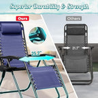 Homall Zero Gravity Chair Patio Folding Lawn Outdoor Lounge Gravity Camp Reclining Lounge Chair with Cup Holder Pillows for Poolside Backyard and Beach Set of 2 (Blue) - Image 4