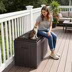 Greesum 100 Gallon Resin Deck Box Large Outdoor Storage Boxes with Cushions for Garden Tools, Patio Furniture Pillows, Pool Supplies, Dark Brown - Image 3
