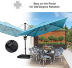 PURPLE LEAF 10'×13' Patio Umbrella with Base Included and Cover Outdoor Umbrella with Cover Extra Large Heavy Duty Cantilever Umbrella Turquoise Blue - Image 5