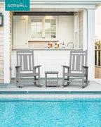 SERWALL Oversized Rocking Chair Set of 4 Outdoor, HDPE Outdoor Rocking Chair Set of 4, Space Gray - Image 8