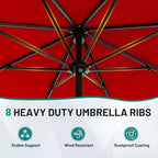 AreShark 9 FT Patio Umbrella for Outdoor, Outdoor Table Umbrella with Push Button Tilt and Crank, Outdoor Patio Umbrellas with 8 Sturdy Ribs for Market, Garden, Pool (Red) - Image 3