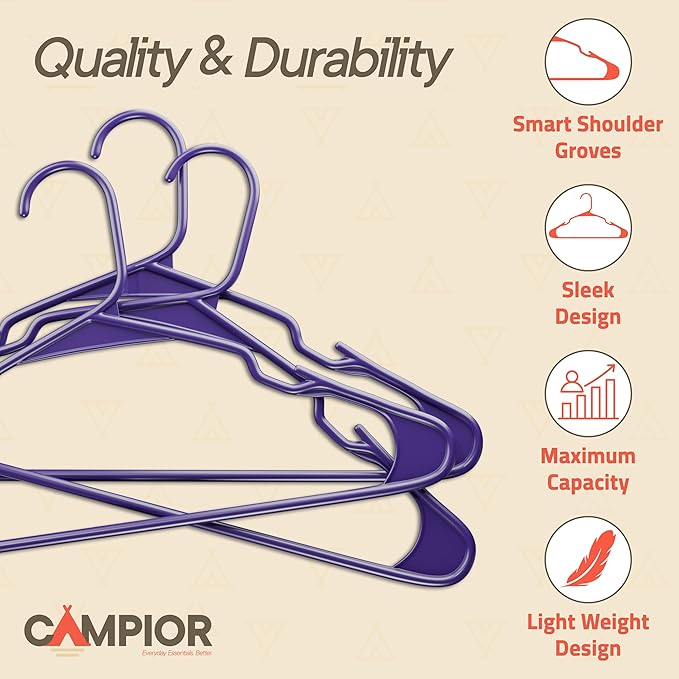 Purple Plastic Hangers 100 Pack– Heavy-Duty Plastic Hangers Slim and - Image 4