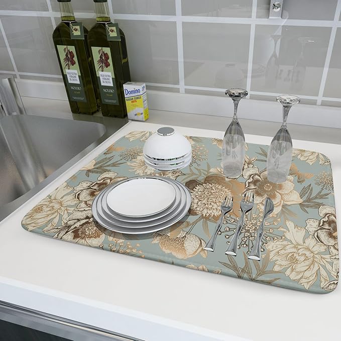 Retro Flower Bird Dish Drying Pad 18 x 24 Inch - Image 6